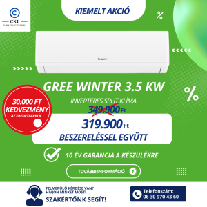 Gree Winter 3.5 kW Inverteres Split Klíma Beszereléssel Együtt