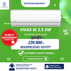 VIVAX M Design 3.5 kW Inverteres Split Klíma Beszereléssel Együtt