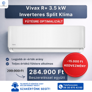 VIVAX R+ Design 3.5 kW Inverteres Split Klíma Beszereléssel Együtt