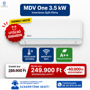 MDV One 3.5 kW Inverteres Split Klíma Beszereléssel Együtt