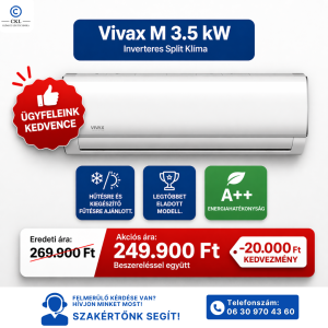 VIVAX M Design 3.5 kW Inverteres Split Klíma Beszereléssel Együtt